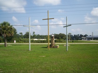 Three Crosses in front